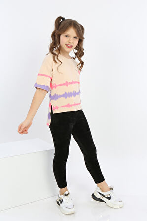 Toontoy Kız Çocuk Göğsü Armalı Tişört