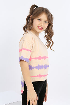 Toontoy Kız Çocuk Göğsü Armalı Tişört