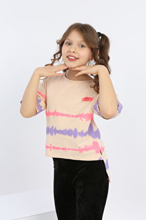 Toontoy Kız Çocuk Göğsü Armalı Tişört