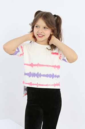 Toontoy Kız Çocuk Göğsü Armalı Tişört