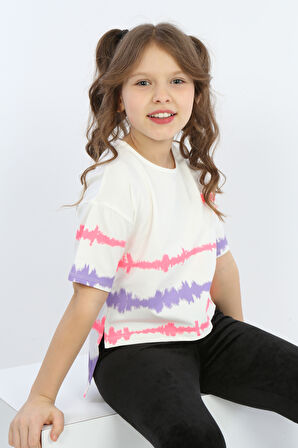 Toontoy Kız Çocuk Göğsü Armalı Tişört