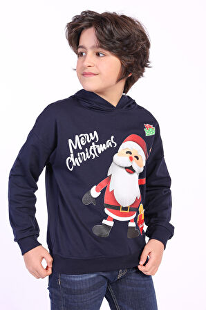 Toontoy Unısex Çocuk Noel Baba Baskılı Sweatshirt