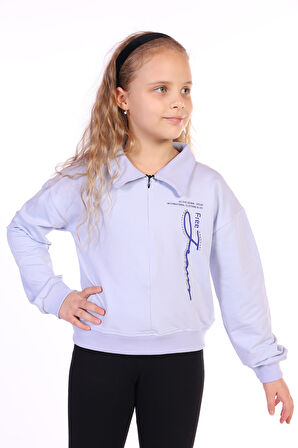 Toontoy Kız Çocuk Free Jeans Baskılı Sweatshirt