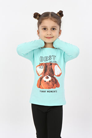 Toontoy Kız Çocuk Best Mood Ayıcık Baskılı Tişört