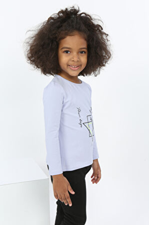 Toontoy Kız Bebek Çiçekli Yazı Nakışlı Tişört