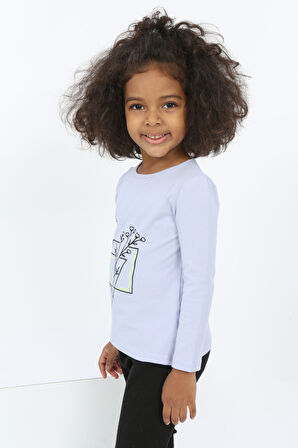 Toontoy Kız Bebek Çiçekli Yazı Nakışlı Tişört