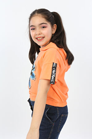 Toontoy Kız Çocuk Önü Çiçek Baskılı Tişört