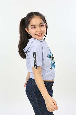 Toontoy Kız Çocuk Önü Çiçek Baskılı Tişört