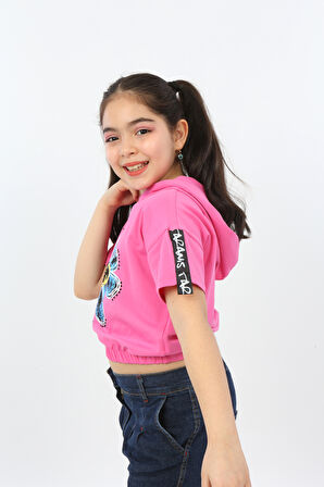 Toontoy Kız Çocuk Önü Çiçek Baskılı Tişört