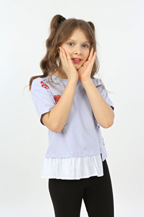 Toontoy Kız Çocuk Cool And Fancy Yazılı Kalp Baskılı Tişört