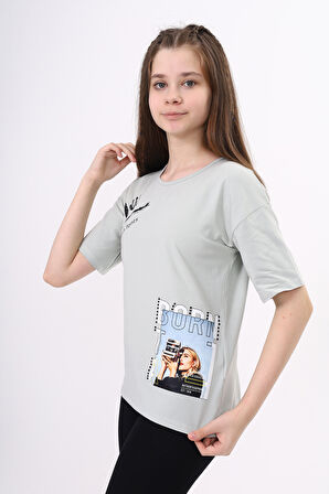 Toontoy Kız Çocuk Bornta Baskılı Tişört