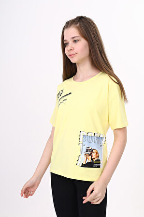 Toontoy Kız Çocuk Bornta Baskılı Tişört