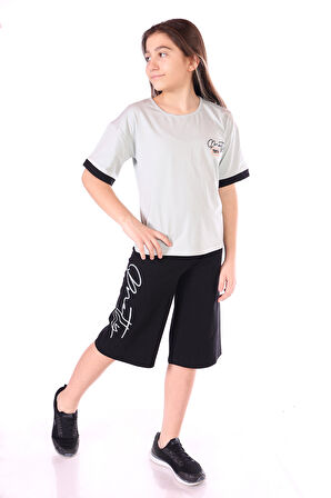 Toontoy Kız Çocuk Pretty Baskılı + Nakışlı Kaprili Takım