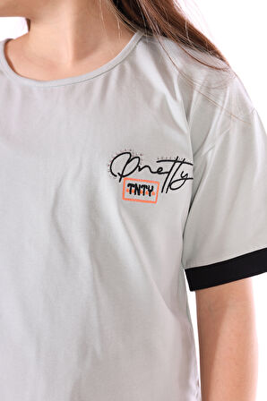 Toontoy Kız Çocuk Pretty Baskılı + Nakışlı Kaprili Takım