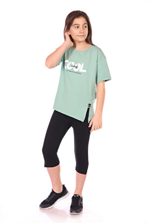 Toontoy Kız Çocuk Cool Baskılı Kaprili Takım
