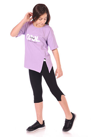 Toontoy Kız Çocuk Cool Baskılı Kaprili Takım