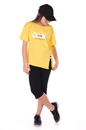 Toontoy Kız Çocuk Cool Baskılı Kaprili Takım