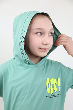 Toontoy Kız Çocuk Göğsü Get ! Baskılı Kapüşonlu Kaprili Takım