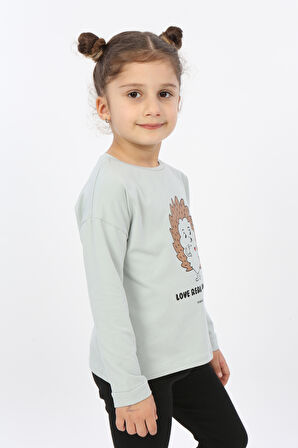Toontoy Kız Çocuk Kirpi Baskılı Tişört