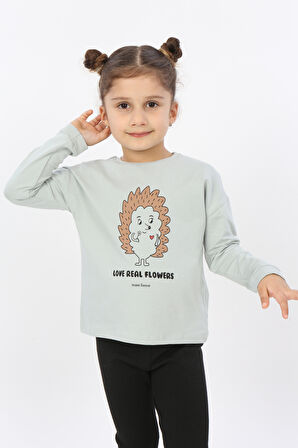 Toontoy Kız Çocuk Kirpi Baskılı Tişört