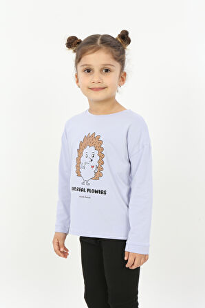 Toontoy Kız Çocuk Kirpi Baskılı Tişört