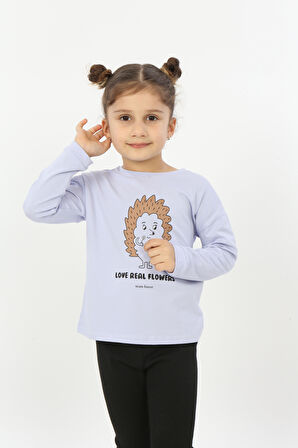 Toontoy Kız Çocuk Kirpi Baskılı Tişört