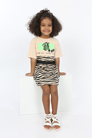 Toontoy Kız Çocuk Zebra Baskılı Elbise