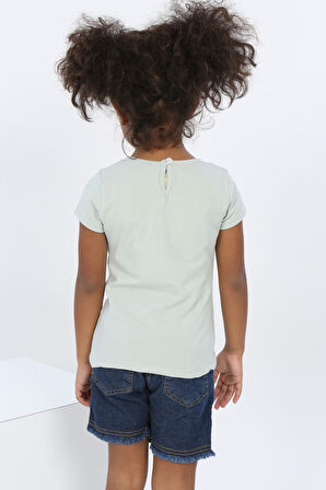 Toontoy Kız Bebek Göğsü Nota Nakışlı Yazı Baskılı Tişört