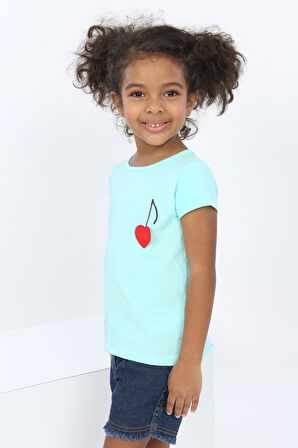 Toontoy Kız Bebek Göğsü Nota Nakışlı Yazı Baskılı Tişört