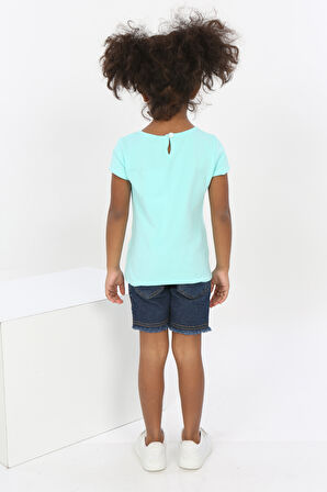 Toontoy Kız Bebek Göğsü Nota Nakışlı Yazı Baskılı Tişört