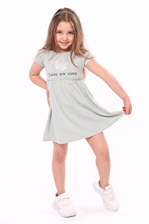 Toontoy Kız Bebek Faire Un Voeu Baskılı Elbise