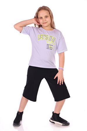 Toontoy Kız Çocuk Lets Be Happy Baskılı Kaprili Takım
