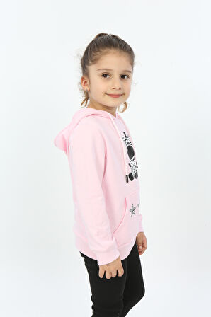 Toontoy Kız Çocuk Yıldızlı Zebra Baskılı Kapüşonlu Sweatshirt