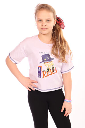 Toontoy Kız Çocuk Roses Yazı Baskılı Tişört