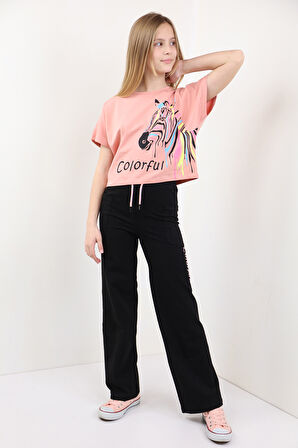 Toontoy Kız Çocuk Colorful Zebra Baskılı Eşofman Takım