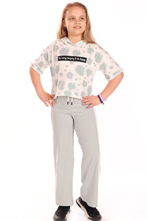 Toontoy Kız Çocuk Ön Yazı Baskılı Batikli Eşofman Takım