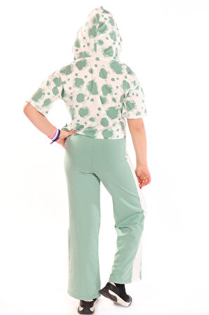 Toontoy Kız Çocuk Ön Yazı Baskılı Batikli Eşofman Takım