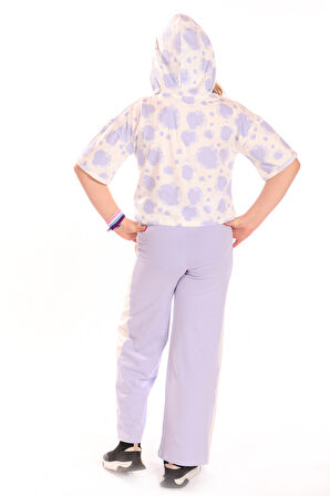 Toontoy Kız Çocuk Ön Yazı Baskılı Batikli Eşofman Takım