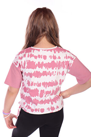 Toontoy Kız Çocuk Runner Baskılı Batikli Tişört