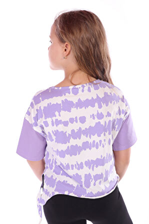 Toontoy Kız Çocuk Runner Baskılı Batikli Tişört