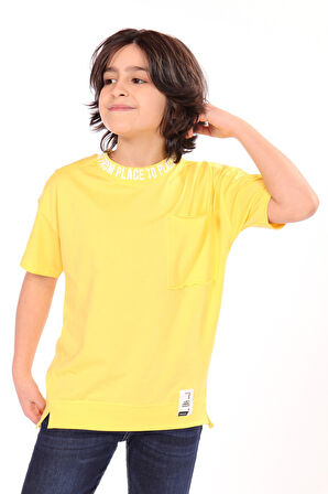 Toontoy Erkek Çocuk Yaka Baskılı Göğsü Cepli Tişört