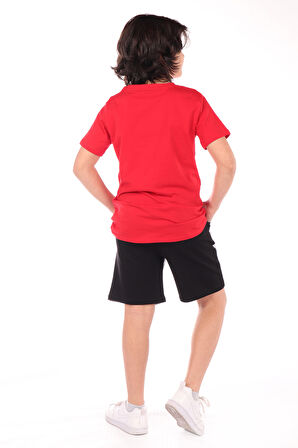 Toontoy Erkek Çocuk Önü Yazı Baskılı Şortlu Takım