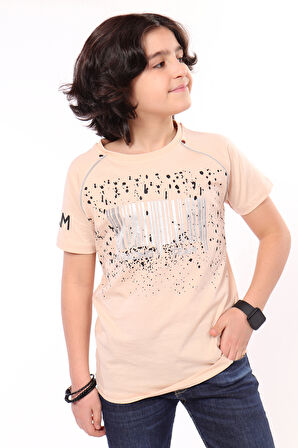 Toontoy Erkek Çocuk Racing Team Yazılı Barkod Baskılı Tişört