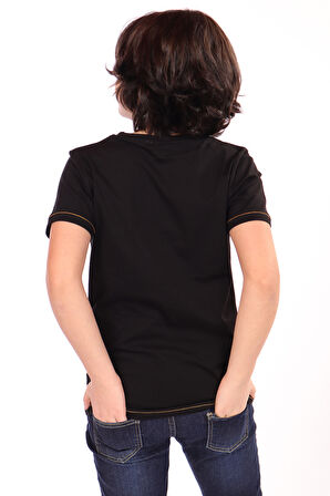 Toontoy Erkek Çocuk Önü Süs Cepli Yazı Baskılı Tişört