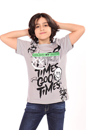 Toontoy Erkek Çocuk Önü Süs Cepli Yazı Baskılı Tişört