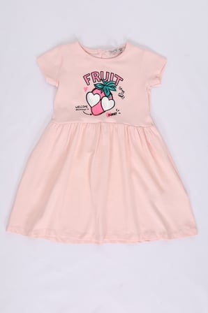 Toontoy Kız Bebek Fruit Yazılı Çilek Baskılı Elbise