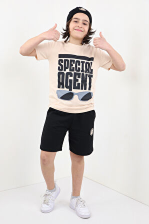 Toontoy Erkek Çocuk Önü Yazı Baskılı Alt Arma Detaylı Şortlu Takım