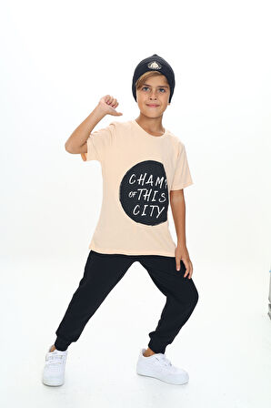 Toontoy Erkek Çocuk Önü Yazı Baskılı Alt Arma Detaylı Üçlü Eşofman Takım