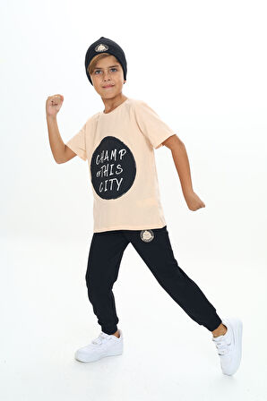 Toontoy Erkek Çocuk Önü Yazı Baskılı Alt Arma Detaylı Üçlü Eşofman Takım