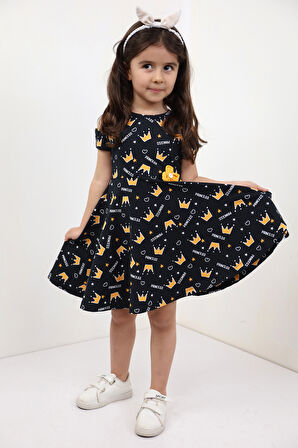 Toontoy Kız Çocuk Komple Baskılı Elbise
